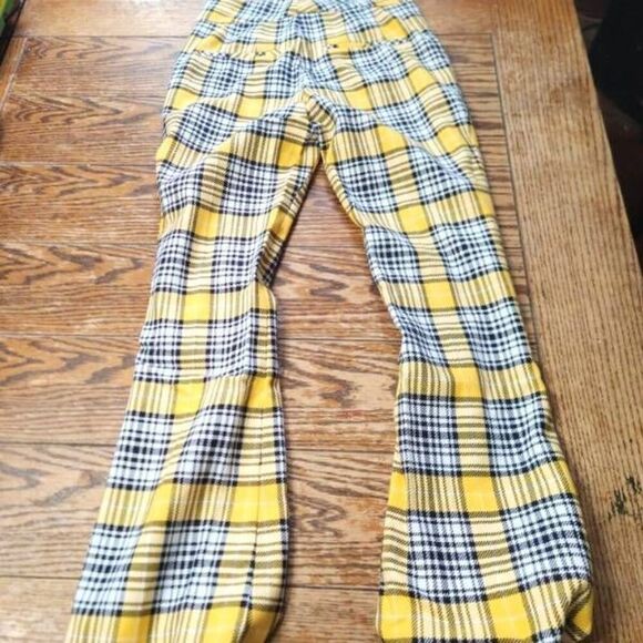 NWT Veronica Beard Fraser Plaid Pants Checked Flare Trouser Yellow Size 2 - Picture 7 of 7